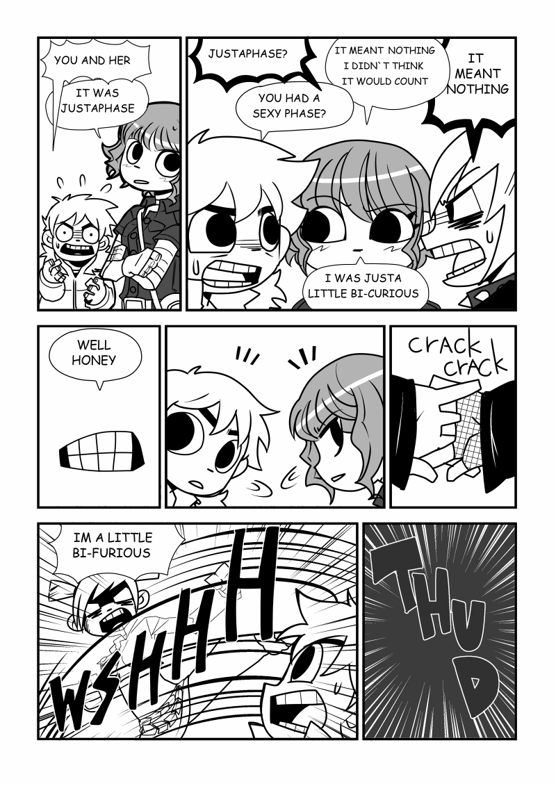 昔書いた映画版スコットピルグリムのロキシーVSラモーナ戦を原作絵で再現した漫画①
これだれかがTumblrにアップしたのを原作者のブライアン・リー・オマリーがリブログしてて体の震えが止まらなくなるくらい興奮したのを覚えてる 