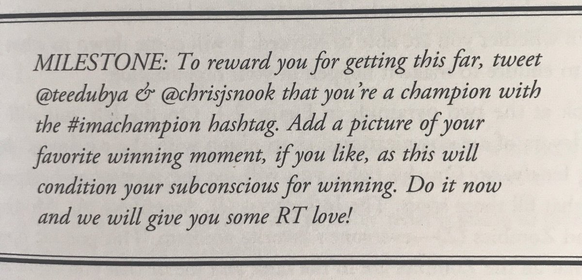 eloisehr's tweet photo. @teedubya @chrisjsnook #iamachampion  bought your book to help with my postgrad, it was a great investment https://t.co/V6qC8Y4cOM