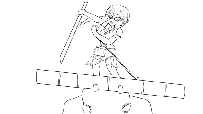 神楽すずちゃんの雑談聞きながら線画を清書。 