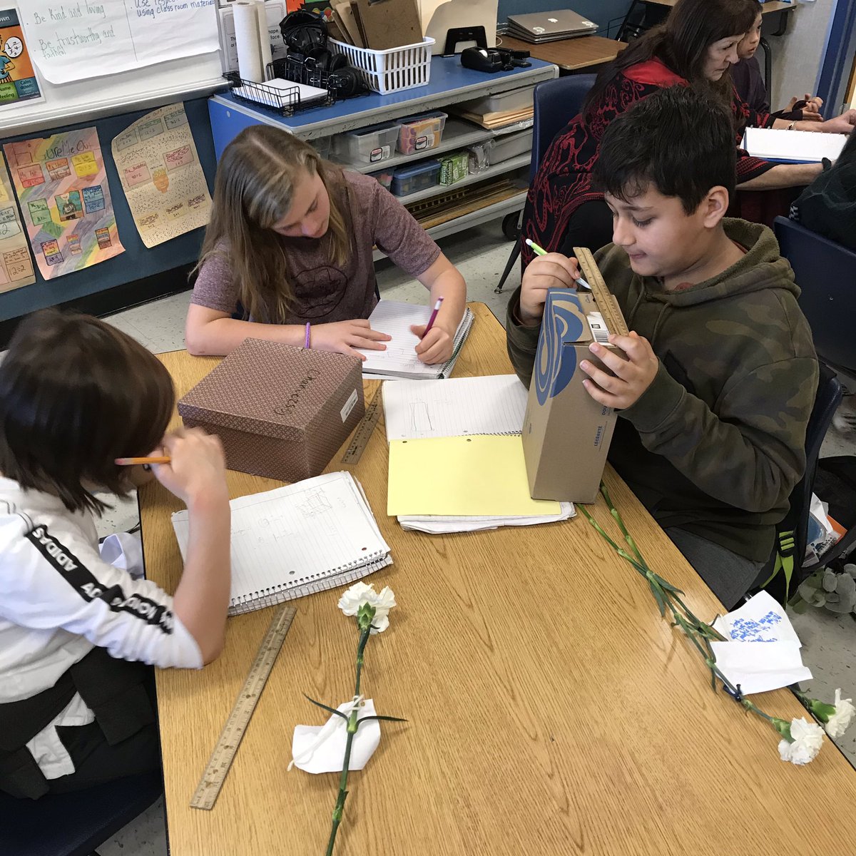 Angelpetrich's tweet photo. Students really enjoyed finding the volume of different size boxes brought from home.@MsHollyShelton @MorningsideES https://t.co/AMqA3L93Qv