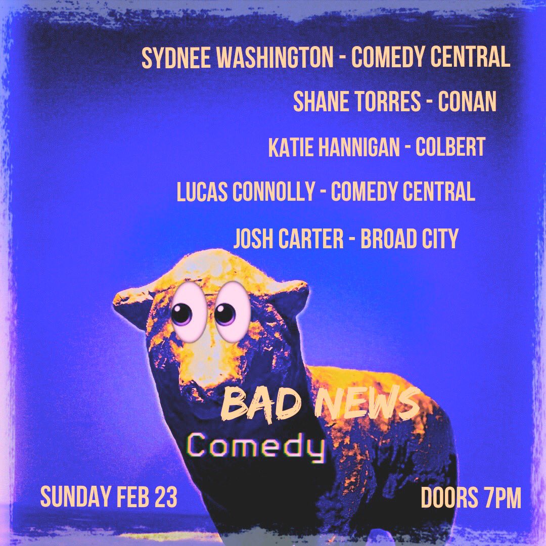 BadNewsItsAShow's tweet photo. TONIGHT AT 7:00
AT @CherryTreeBar 
COMEDY THAT WILL CHILL YOU DOWN TO YOUR VERY CORE https://t.co/yFsAPF1FFq