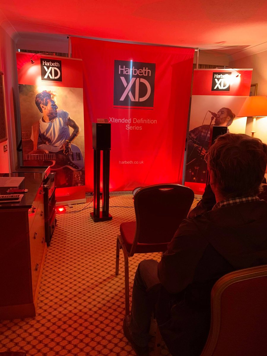 HiFiRacksLtd's tweet photo. The @HarbethHQ room looking incredible at @bristolhifishow, showcasing the new XD series. Each speaker was supported by our solid oak Harbeth Speaker Stands in Satin Black, precision designed to fit the footprint of each model within the range.

https://t.co/6TKuIu0vb6 https://t.co/JzT84RpbJP