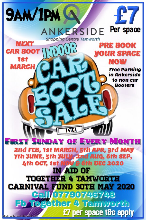 Book your bay for this Sunday car boot sale 1st of March