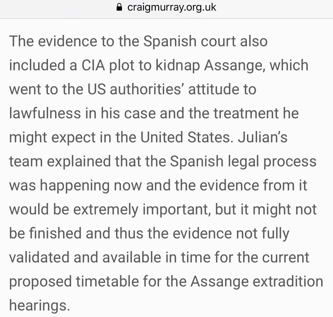 Another excellent article worth reading (particularly by those preparing to attend  #JulianAssange ‘s extradition trial tomorrow or to join one of the protests globally), is  @CraigMurrayOrg ‘s poignant account of the harrowing October hearing.  https://www.craigmurray.org.uk/archives/2019/10/assange-in-court/6/