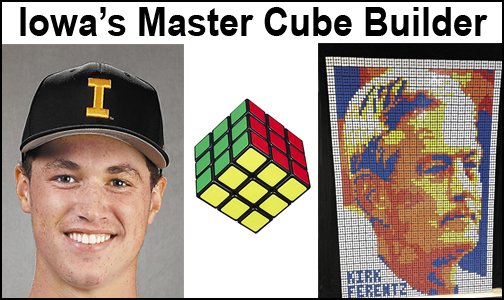University of Iowa ace pitcher Jack Dreyer builds amazing 6-foot tall murals with 720 cubes which takes up to 10 hours to complete. For story, go to: baseballnews.com/iowa-ace-build… @UIBaseball @DreyerJ24