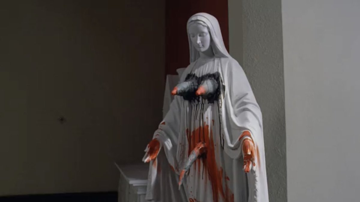 Vandalized Statue of the Virgin Mary - The Exorcist (1973)