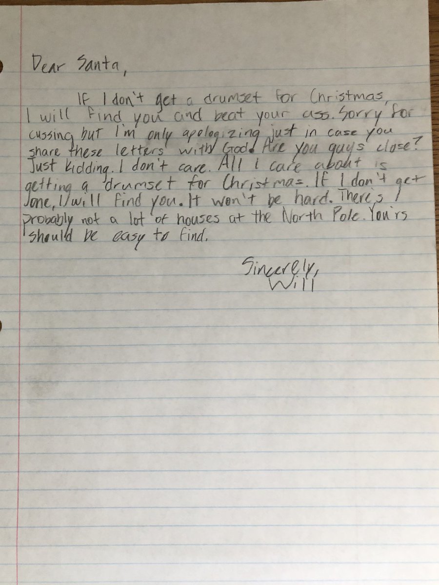 fuckmarrywill's tweet photo. found this letter i wrote to santa when i was 9 https://t.co/rAWd8xxgja