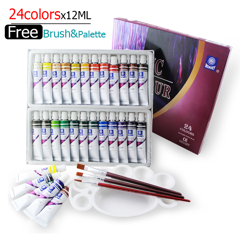 Water-resistant 24 Colors 12ML Tube Acrylic Paint set color Nail glass Art Painting paint for fabric Drawing Tools For Kids DIY my-artwork.com/product/water-…
