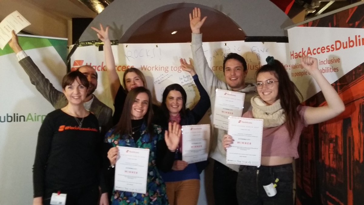 LEODublinCity's tweet photo. Congratulations to all eight teams who presented their solutions at #HackAccessDublin #HackAccess2020 and to the #accessiblecity winners Fantastic 5 https://t.co/83VjsmzWnv