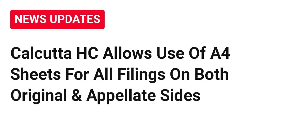 SamyaaG's tweet image. Another good news. Calcutta High Court will now use A4 size sheets, print on both sides and use a smaller font.
@tsrs_online
@Vasvibr 
@bharat_radhika 
Mrs. Manika Sharma
Mrs. Sudha Sahay
Mrs. Chavi Behl
@anuradhakurup 
@BhavreenMK 
@bahardutt 
@Amansha24 
@AdityaMukarji