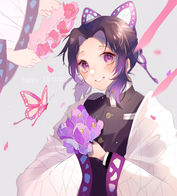 ぽすこ多忙さんがTwitterに投稿した胡蝶しのぶ(鬼滅の刃)のイラスト。