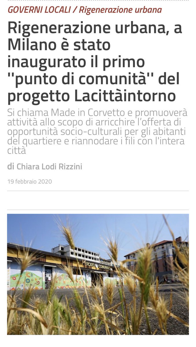 Si trova al Mercato comunale coperto di #PiazzaleFerrara, dove sarà gestito dalla Cooperativa Sociale La Strada in collaborazione con altre realtà del territorio e grazie al supporto di diversi partner
🌾 https://t.co/q6qGYS8twQ
#Corvetto #Milano #RigenerazioneUrbana https://t.co/roGVpEmkFz