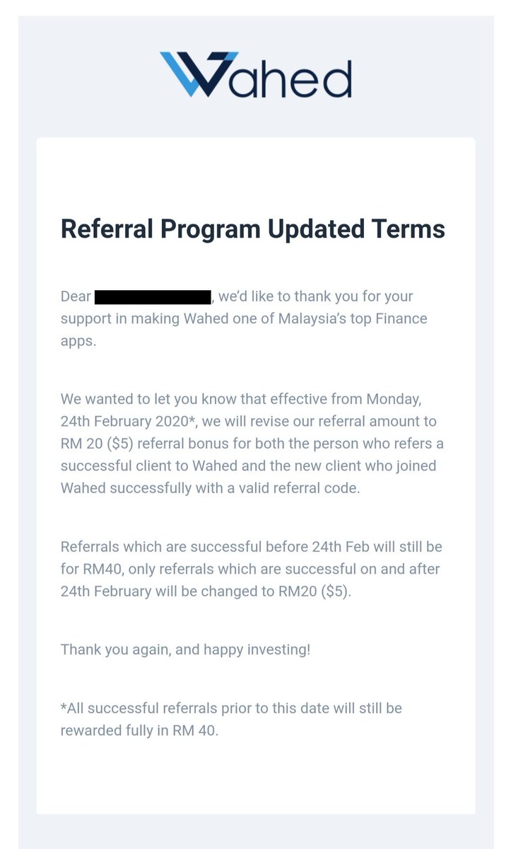Terkini: Referrals which are successful before 24th Feb will still be for RM40, only referrals which are successful on and after 24th February will be changed to RM20 ($5).Kod: muhbin234
