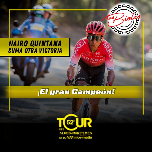 🏆 El 2020 de <a href="/NairoQuinCo/">NairoQuinCo</a> 🇨🇴 

Carreras por etapas corridas: 2
Victorias de etapa: 2
Títulos de clasificación general: 2

Nairo Quintana se coronó campeón del Tour de los Alpes Marítimos 

Su próximo reto será la París Niza