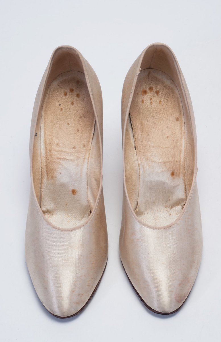 TheBowesMuseum's tweet photo. The #18century #pinksilk and silver thread ones, the #opentoe #1955 #Merrywalkers ones, the #BritishMade #satin 1934โs shoes or make a #fashionstatement with a pair like these #19century royal blue cotton sateen ankle shoes with rosettes? https://t.co/rvZV3F8O0z