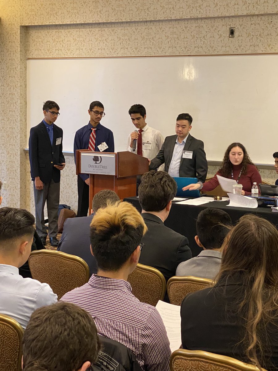 Ayush Agarwal, Anay Tillu, Krushay Bhavsar and Ethan Nguyen presenting their bill on the final day of Winter Congress.