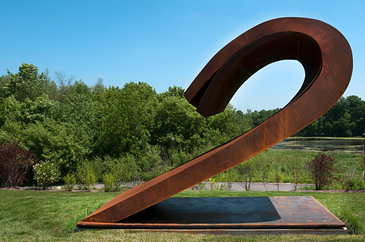 Sculpture by American artist Beverly Pepper, 1960s-2010s, known for her large-scale work with steel. She passed away earlier this month.