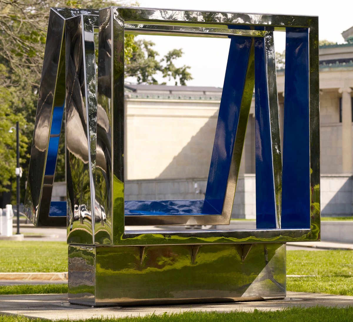 Sculpture by American artist Beverly Pepper, 1960s-2010s, known for her large-scale work with steel. She passed away earlier this month.