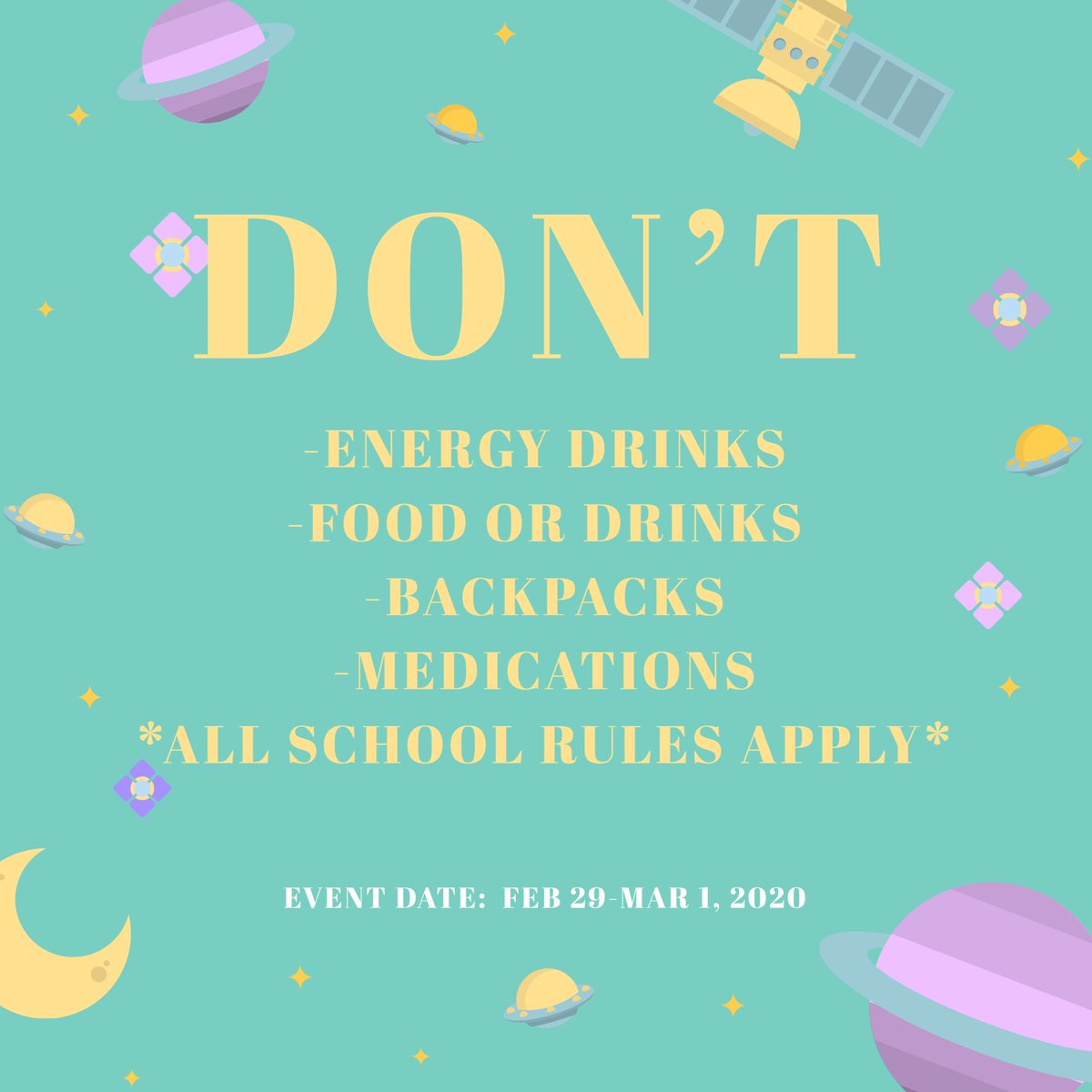 LESS THAN 1 WEEK UNTIL WE STAY UP ALL NIGHT AND DANCE FOR THE KIDS!Check out our DOs and DON’Ts for the event! Packets are available outside of Dormer and Jones’ room, pick one up this week and turn it in with the $45 registration fee! WE CAN’T WAIT to see you there! #FTK 💠