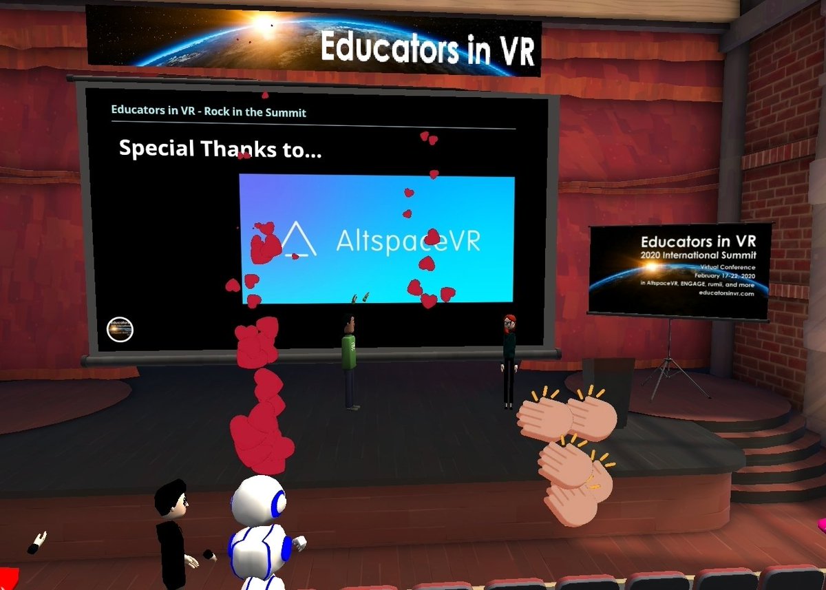 roxannriskin's tweet photo. An Out-of- this World Experience! Thank you Altspace VR @AltspaceVR for an awesome International Summit for Educators in VR! #altspacevreducators #VReducators #VRsummit2020 #academicVR https://t.co/wbGnAvAjmP