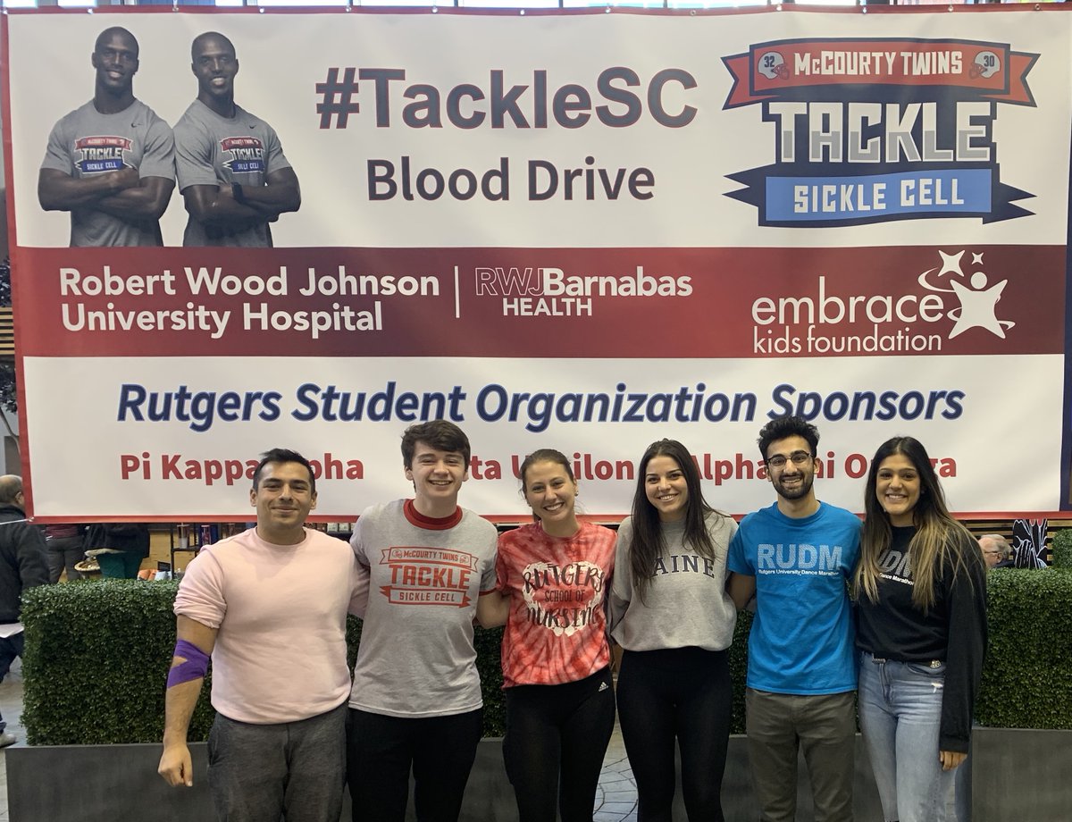 EmbraceKids's tweet photo. The @RUDanceMarathon student leadership team embodies #FTK to the fullest! We are grateful they stepped up to save lives by donating blood at the @McCourtyTwins @TackleSC Blood Drive at @RWJUH! They always go above and beyond and we appreciate all they do. #TackleSC https://t.co/PpkyIkyCFP