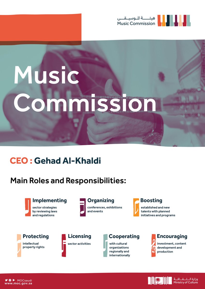 MOCSaudi's tweet photo. His Highness @BadrFAlSaud, Minister of Culture, appoints the Saudi violinist Gehad Al-Khaldi as CEO of the Music Commission.
#MinistryOfCulture
#CulturalCommissions https://t.co/60BblNmnOe