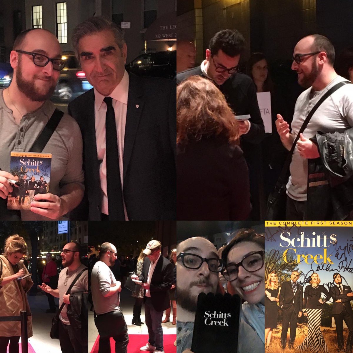 TheRealJohnPud's tweet photo. Thinking back to five years ago when Danielle and I went to the @SchittsCreekPop season 2 premiere and I was the ONLY fan there getting autographs. Got to chat with @danjlevy @Realeugenelevy @annefrances and the rest of the cast. I can’t believe how far it’s come! https://t.co/CAu9y18wmb