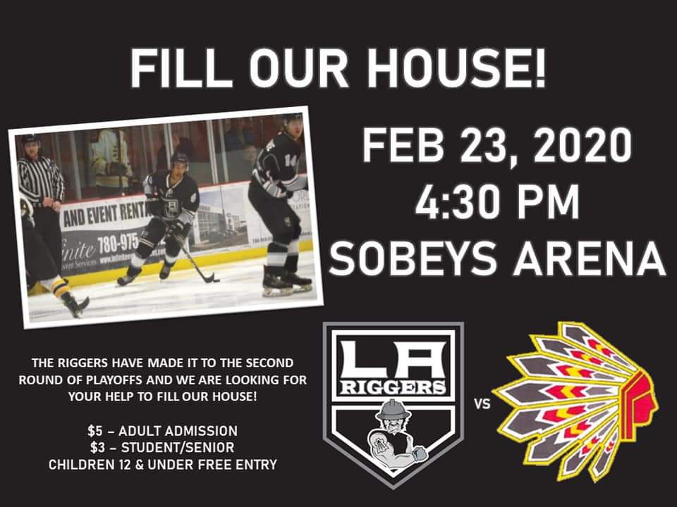 RiggersHockey's tweet photo. Game Day No better place to be than @Leducreccentre for 4:30 puck drop. Thanks to @LMHARoughnecks for your continue support. Let's pack the house for the Fellas! https://t.co/03SQPPFctI