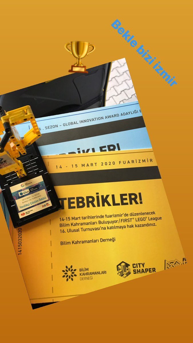 Bursa’da gerçekleştirilen FLL Turnuvasından 

🏆 Ulusal Turnuvaya Katılacak Takım
🏆Global Innovation Award Türkiye Aday Takımı
🏆Yenilikçi Çözüm

ödülleri ile dönüyor...

Harikasınız <a href="/Bithynia_R/">RoBithynia</a> 💪👍