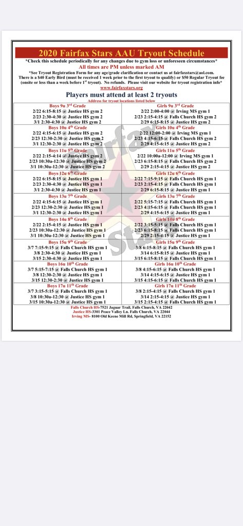 FairfaxStars26's tweet photo. Tryouts are here! Come out today - 230-430pm at Justice HS! https://t.co/U3XfPqqxA0