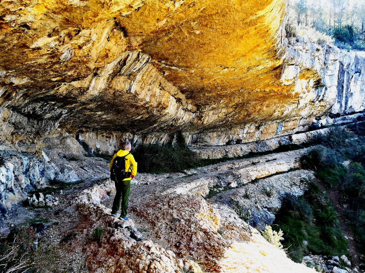 camins_de's tweet image. La travessa del #Montmell ens porta a visitar la Cova Gran o de la Plana Joana.
És com una boca natural disposada a mossegar. 
Situada sota el Puig de la Cova no sabem gaire més que de la seva adeqüació pels pastors i de l'utilització com a corral per bestiar.