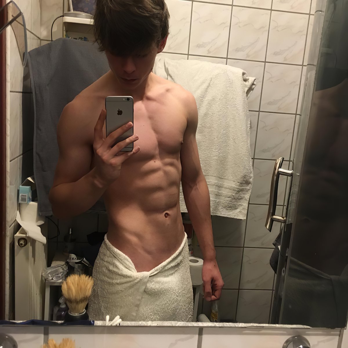 After Shower #shower #body #gym #workout #fitness #boys #abs #sixpack # selfie, image size:1200x1200