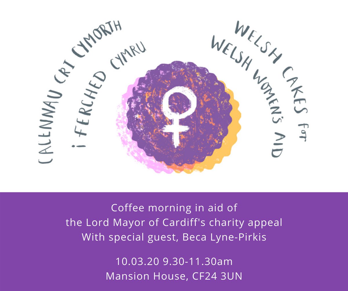 Join us &amp; <a href="/BecaLynePirkis/">Beca Lyne-Pirkis RD</a> at this Lord Mayor of Cardiff's Charity Appeal fundraising coffee morning <a href="/MansionHouseCdf/">Mansion House Cardiff / Y Plasty Caerdydd</a> on 10.3.20. Tickets are free but donations appreciated when booking or on the day!
Book here: welshwomensaid.org.uk/coffeemorning/

<a href="/DeAthCardiff/">Dan De'Ath</a> #cardifflordmayorappeal