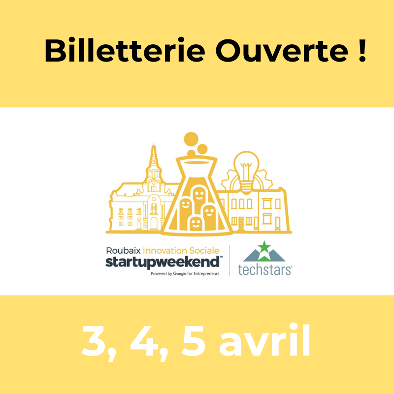 Les premiers billets à prix réduits sont en vente pour le Startup Weekend Roubaix Innovation Sociale des 3, 4 et 5 avril 2020 ! 
…ubaixinnovationsociale.eventbrite.com