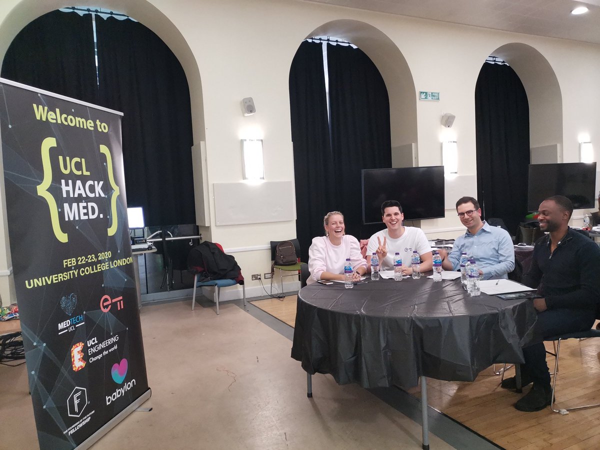 The judging panel is ready to listen to the pitches! A weekends hard work will all be coming to a close. #drumrollplease #UCL #HackMed <a href="/MedTechatUCL/">MedTech UCL</a> @babylonhealth <a href="/join_ef/">Entrepreneurs First</a> <a href="/founders_future/">FoundersoftheFuture</a>