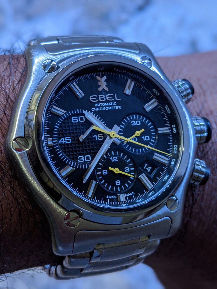 thelanjampod's tweet photo. Friend of the pod @daddyretrojs with the Ebel BTR 1911 Chronograph - love the subtle pop of color. Definitely need to take it on a test drive soon

#Ebel #EbelWatch #Ebel1911 #Ebel1911BTR @ebelwatch https://t.co/CgbVIwVED2
