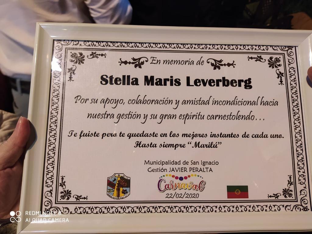 Gracias intendente San Ignacio Javier Peralta por el emotivo Homenaje a Nuestra querida  Marilu!! Gracias a todos/as quienes hacen realidad está fiesta popular Carnavales Misioneros !!