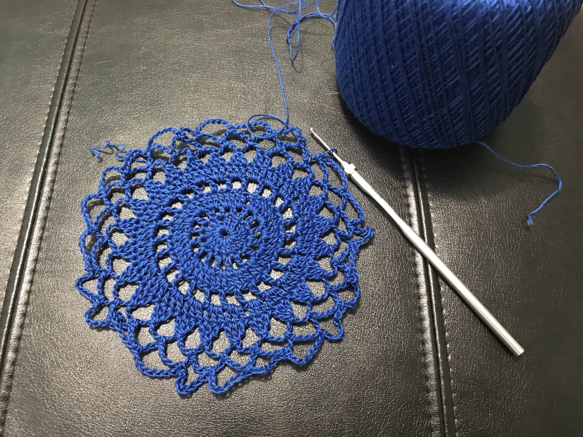 ImAddicted2Yarn's tweet photo. We are slowly getting there! Is it bad that this isn’t even the real project? This is the practice version! 🤦🏻‍♀️😬 #Hooker #10CrochetThread #RoyalBlue #AuntLydia #Doily https://t.co/wrlcCSFfSW