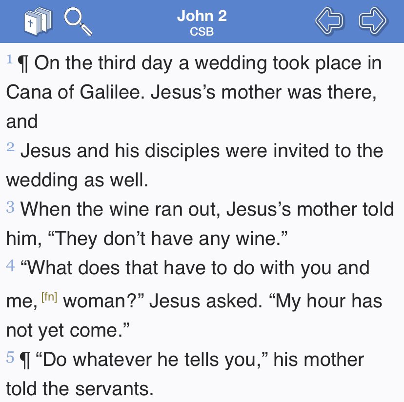 markdeymaz's tweet photo. 1. The text assumes that prior to this Mary had witnessed Jesus doing at least one miraculous thing in her presence. 
2. Mary presumes Jesus will honor her wishes.
3. Jesus demonstrates respect for his mother.
#yougoMom https://t.co/AGE2mvYWuE