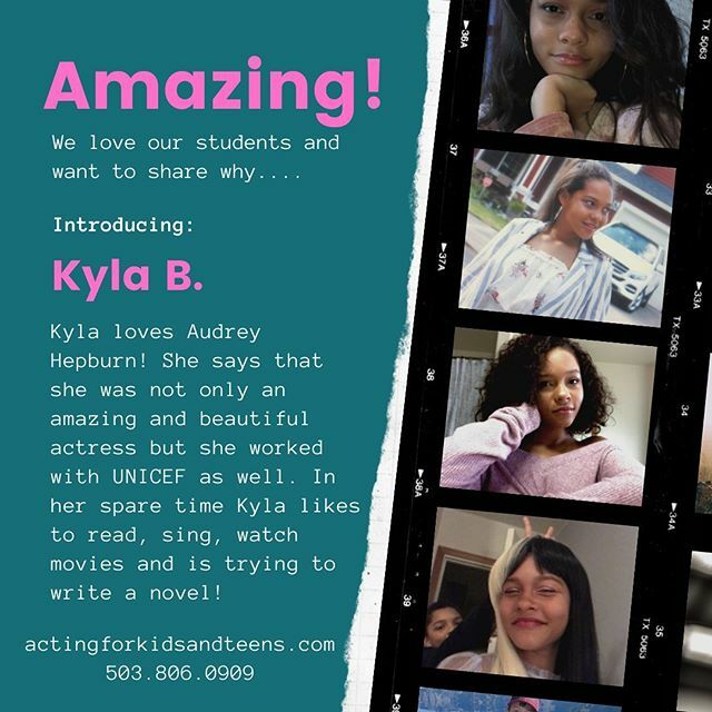 thestudionw's tweet photo. Student spotlight on our AMAZING KYLA! Kyla is a lover of the arts, of singing 🎤, books📚, movies 🎥 &amp; Audrey Hepburn! She has also worked with UNICEF— how amazing is she? You go girl! 💕 #actingforkidsandteens .
.
.
#actorslife #actingclass #audreyhepb… https://t.co/DJaXrKI64b https://t.co/9zm45s1xPH