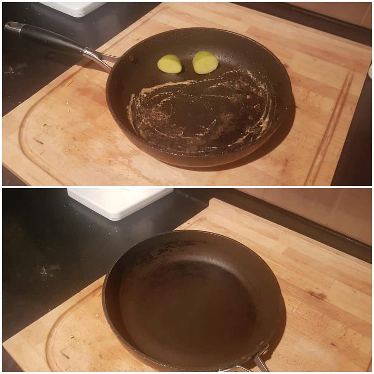 SOMETHING BURNING? 
The best way to clean your pans after a kitchen disaster is to halve a potato and rub it on the burnt spots. Leave it for a few minutes then clean as usual.
find more #cleaningtipps in my guide bit.ly/mynhcg

#naturalcleaning #ecofriendly #cleaning