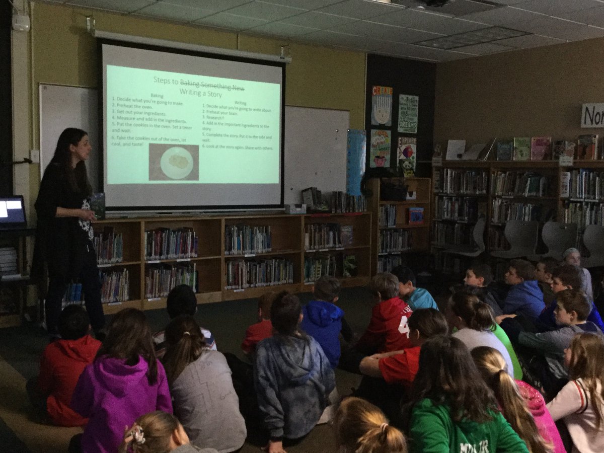 PierceDownerLRC's tweet photo. Pierce Downer 4th and 5th graders learned all about the recipe for writing a great story from @natalierompella last week. @PierceDowner @AuthorFest58PTA #nrompella #dg58learns #AuthorFest58 https://t.co/lGgU55fvWQ