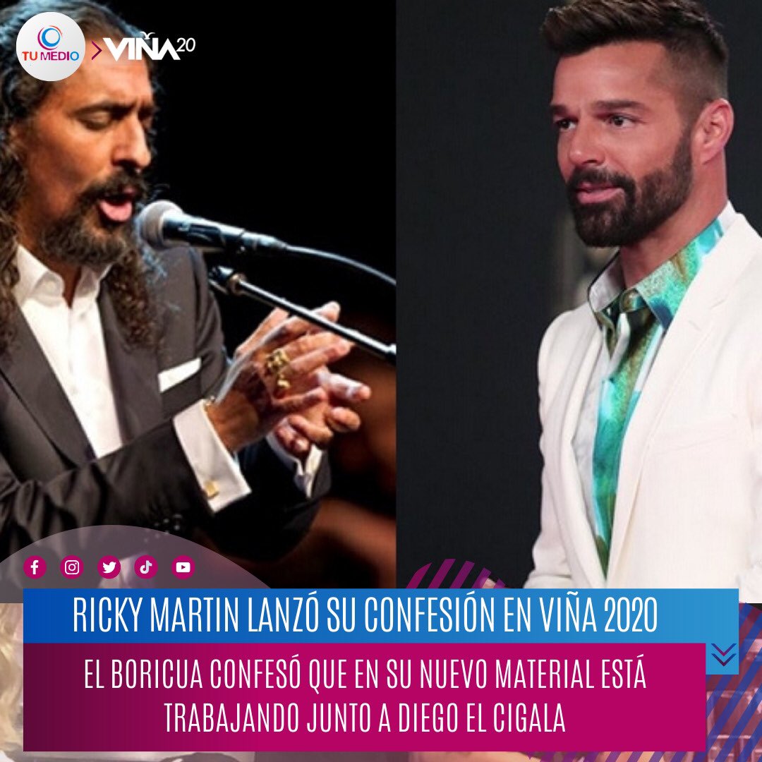 TuMedio's tweet photo. (#TuMedioEnViña) Ricky Martín (@ricky_martin ) confesó que en su nuevo material está trabajando junto a Diego el Cigala 👏🏻

#RickyMartin #VinadelMar #Vina2020 @elfestival https://t.co/2TeFKXWEh9