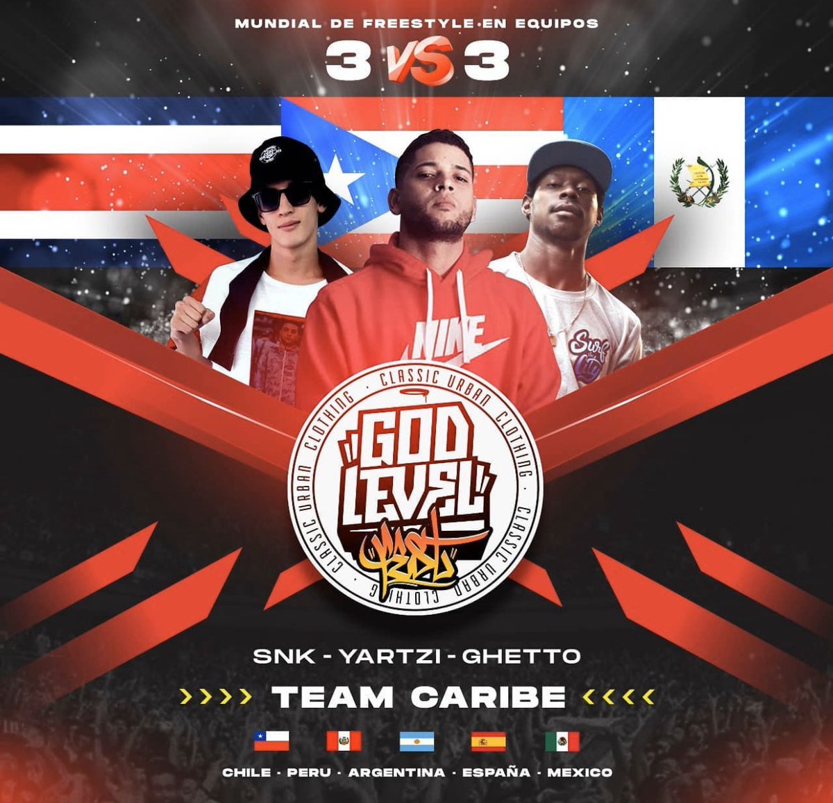 gallitostudios's tweet photo. ¡TEAM CARIBE! 🇨🇷🇵🇷🇬🇹
SNK 🇨🇷 | YARTZI 🇵🇷 | 🇬🇹 GHETTO
¿Que opinas de este primer equipo?
#GodLevel3vs3 🌍 https://t.co/YuAu8u0JoH