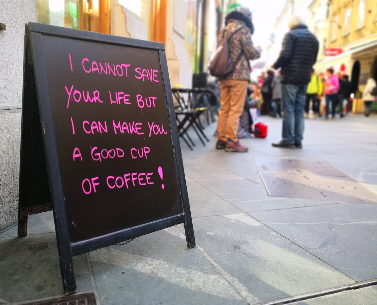 MyCoffeeHut's tweet photo. Seen yesterday. Nice, isn't it 😃?

(my photo)

#Ljubljana #coffeeshop #coffee https://t.co/LkpoR8EBqR