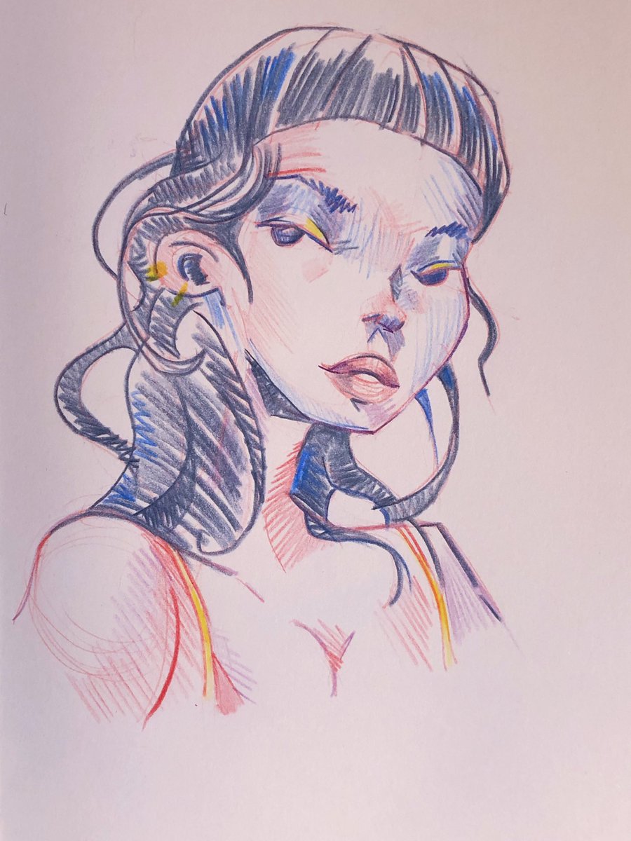 _natzcorner_'s tweet photo. Me playing with ma new crayons!! #derwent #procolour #illustration #pencilcrayon #portrait #sketchbook #moleskine #art #sketch https://t.co/g3T56urIY1