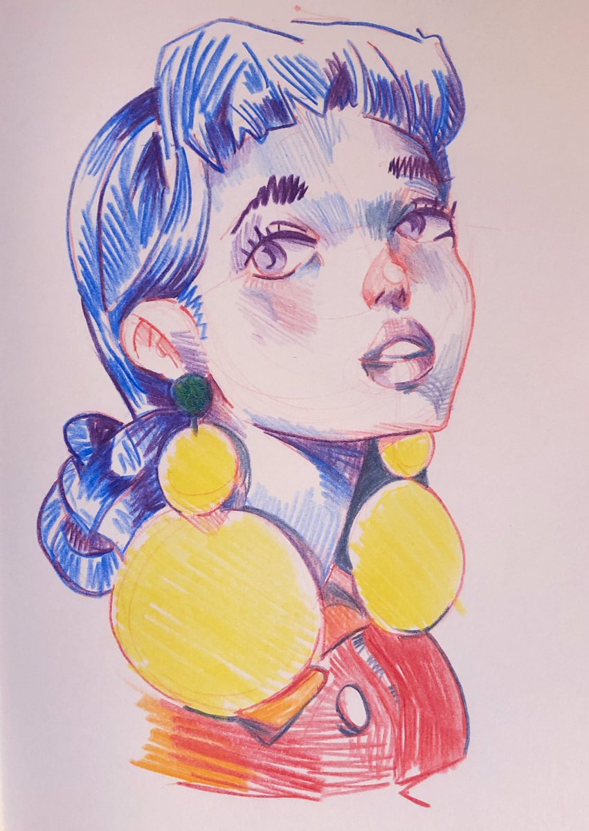 _natzcorner_'s tweet photo. Me playing with ma new crayons!! #derwent #procolour #illustration #pencilcrayon #portrait #sketchbook #moleskine #art #sketch https://t.co/g3T56urIY1