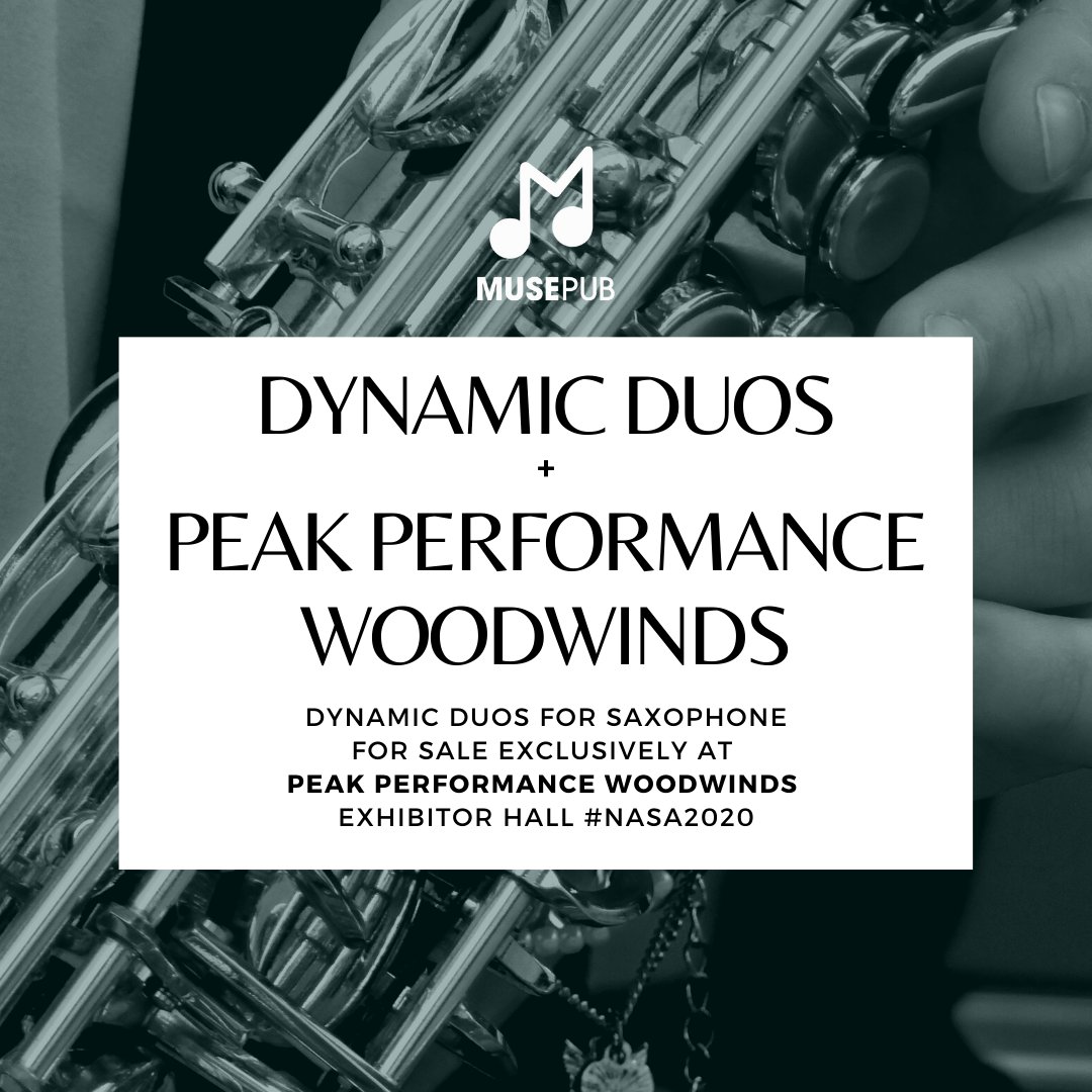MusePub's tweet photo. Looking for us at #NASA2020 ? Head to Peak Performance Woodwinds for all your Dynamic Duo needs! We're here all weekend -- but hurry, these books don't stay long! #saxalliance #saxophone https://t.co/cg7ldBxNdi