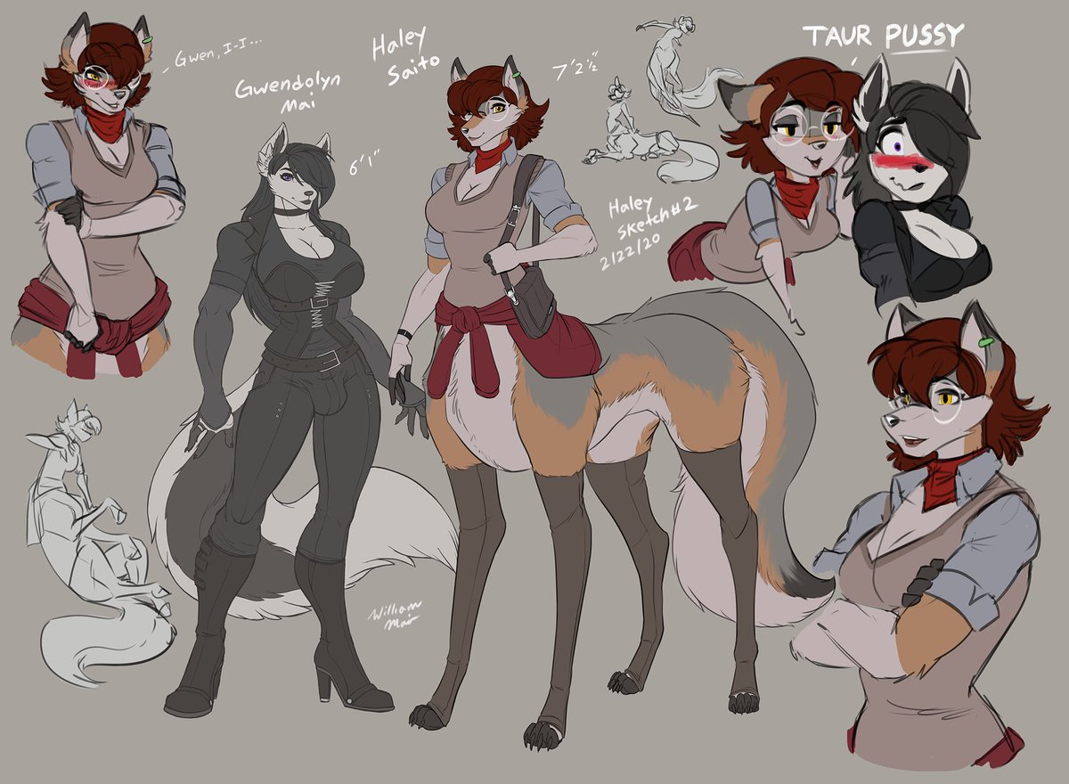So did some sketches of Gwen's adorkable girlfriend during last night's  stream! Haley here is a U.S. citizen with Japanese-Brazilian heritage and  is a Red wolf with Maned wolf genes. Gwen and, image size:1200x880