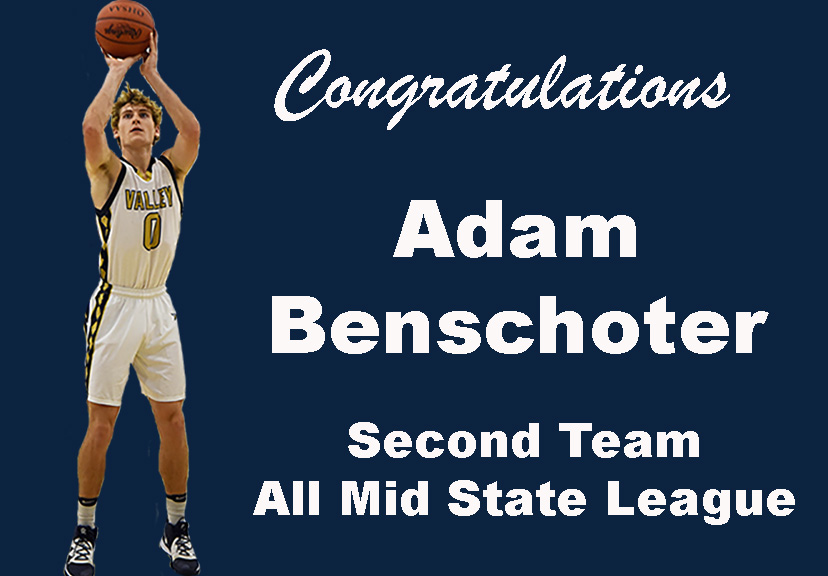 Congratulations to Senior Adam Benschoter on being named to second team All Mid State League.